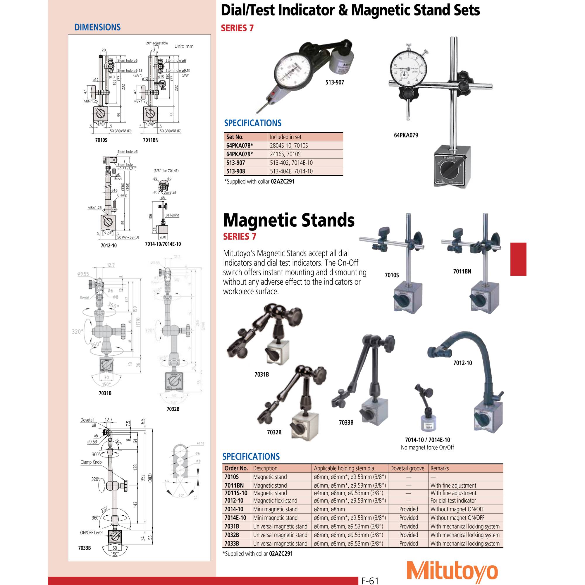 MITUTOYO 7033B UNIVERSAL STAND FOR DIAL INDICATOR (HOLDING